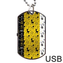 Black Golden Christmas Pattern Collection Dog Tag Usb Flash (one Side)