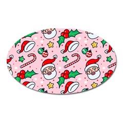 Colorful Funny Christmas Pattern Santa Claus Oval Magnet by Vaneshart