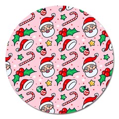 Colorful Funny Christmas Pattern Santa Claus Magnet 5  (round) by Vaneshart