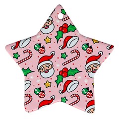 Colorful Funny Christmas Pattern Santa Claus Star Ornament (two Sides) by Vaneshart