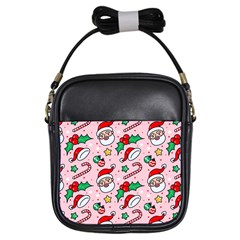 Colorful Funny Christmas Pattern Santa Claus Girls Sling Bag by Vaneshart