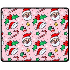 Colorful Funny Christmas Pattern Santa Claus Fleece Blanket (medium) 