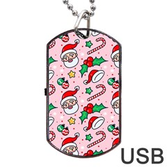 Colorful Funny Christmas Pattern Santa Claus Dog Tag Usb Flash (one Side)