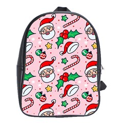 Colorful Funny Christmas Pattern Santa Claus School Bag (xl)