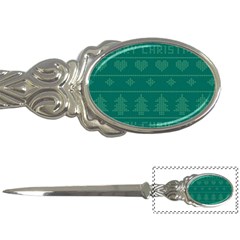 Beautiful Knitted Christmas Pattern Green Letter Opener