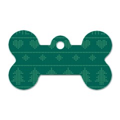 Beautiful Knitted Christmas Pattern Green Dog Tag Bone (two Sides) by Vaneshart