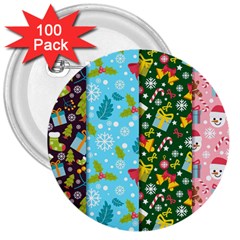 Flat Design Christmas Pattern Collection 3  Buttons (100 Pack) 