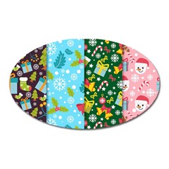 Flat Design Christmas Pattern Collection Oval Magnet by Vaneshart