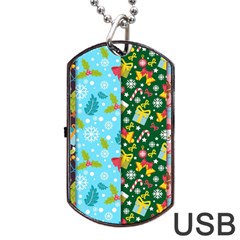 Flat Design Christmas Pattern Collection Dog Tag Usb Flash (one Side)