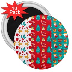 Funny Christmas Pattern Hohoho 3  Magnets (10 Pack) 