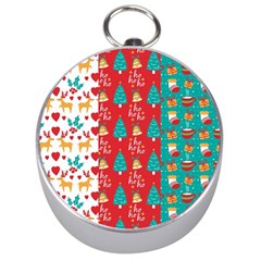 Funny Christmas Pattern Hohoho Silver Compasses