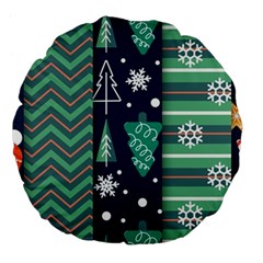 Flat Design Christmas Pattern Set Large 18  Premium Flano Round Cushions by Vaneshart