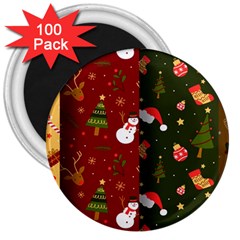 Hand Drawn Christmas Pattern Collection 3  Magnets (100 Pack) by Vaneshart