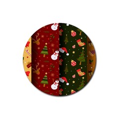 Hand Drawn Christmas Pattern Collection Rubber Coaster (round)  by Vaneshart