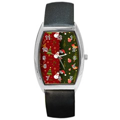 Hand Drawn Christmas Pattern Collection Barrel Style Metal Watch by Vaneshart