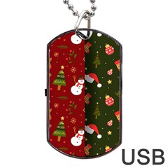 Hand Drawn Christmas Pattern Collection Dog Tag Usb Flash (one Side)