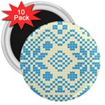 Beautiful Knitted Christmas Pattern Blue White 3  Magnets (10 pack)  Front