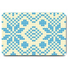 Beautiful Knitted Christmas Pattern Blue White Large Doormat  by Vaneshart