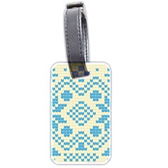 Beautiful Knitted Christmas Pattern Blue White Luggage Tag (two Sides)