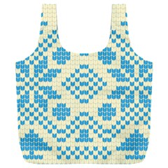 Beautiful Knitted Christmas Pattern Blue White Full Print Recycle Bag (xxl) by Vaneshart