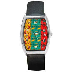 Hand Drawn Christmas Pattern Collection Pattern Barrel Style Metal Watch by Vaneshart