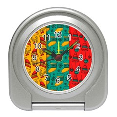 Hand Drawn Christmas Pattern Collection Pattern Travel Alarm Clock by Vaneshart