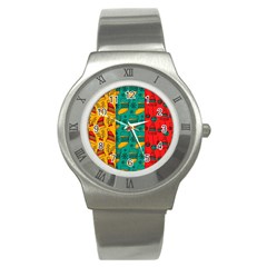 Hand Drawn Christmas Pattern Collection Pattern Stainless Steel Watch by Vaneshart