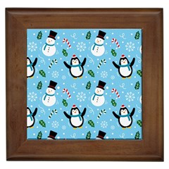 Colorful Funny Christmas Pattern Cartoon Framed Tile