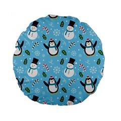 Colorful Funny Christmas Pattern Cartoon Standard 15  Premium Flano Round Cushions