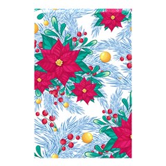Seamless Winter Pattern With Poinsettia Red Berries Christmas Tree Branches Golden Balls Shower Curtain 48  X 72  (small) 