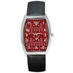 Beautiful Knitted Christmas Pattern Red Barrel Style Metal Watch Front