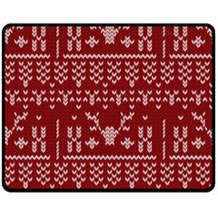 Beautiful Knitted Christmas Pattern Red Fleece Blanket (medium) 