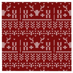 Beautiful Knitted Christmas Pattern Red Wooden Puzzle Square by Vaneshart