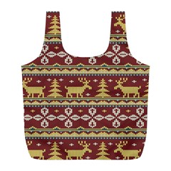 Beautiful Knitted Christmas Pattern Xmas Full Print Recycle Bag (l)