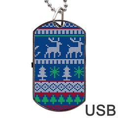 Knitted Christmas Pattern Dog Tag Usb Flash (two Sides)