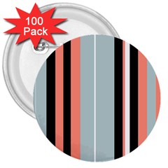 Bandes Orange/Bleu/Noir 3  Buttons (100 pack) 