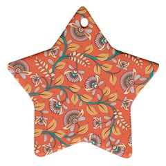 Coral Floral Paisley Star Ornament (two Sides) by mccallacoulture