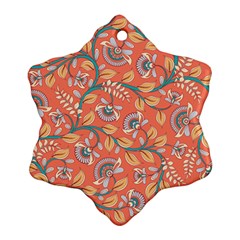 Coral Floral Paisley Snowflake Ornament (two Sides)