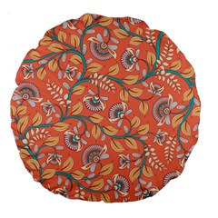 Coral Floral Paisley Large 18  Premium Round Cushions by mccallacoulture