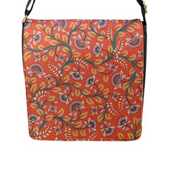 Coral Floral Paisley Flap Closure Messenger Bag (l) by mccallacoulture