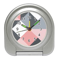 Pink, Gray, And White Geometric Travel Alarm Clock