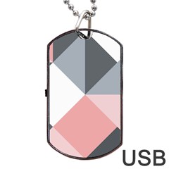 Pink, Gray, And White Geometric Dog Tag Usb Flash (two Sides)