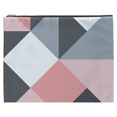 Pink, Gray, And White Geometric Cosmetic Bag (xxxl) by mccallacoulture