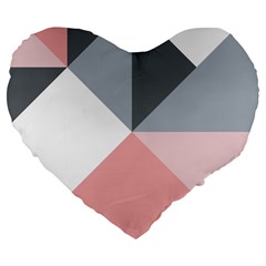 Pink, Gray, And White Geometric Large 19  Premium Heart Shape Cushions