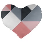 Pink, Gray, and White Geometric Large 19  Premium Heart Shape Cushions Back
