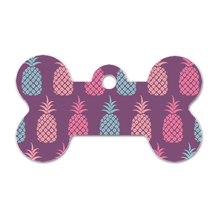 Pineapple Wallpaper Pattern 1462307008mhe Dog Tag Bone (One Side)