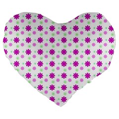 Background Flowers Multicolor Purple Large 19  Premium Heart Shape Cushions by HermanTelo