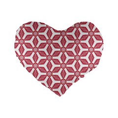 White Red Flowers Texture Standard 16  Premium Flano Heart Shape Cushions