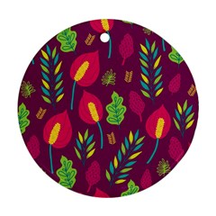 Tropical Flowers On Deep Magenta Ornament (round) by mccallacoulture