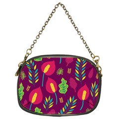 Tropical Flowers On Deep Magenta Chain Purse (two Sides) by mccallacoulture